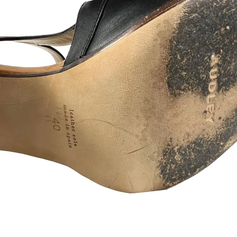 Audley London Leather Peep Toe High Heel Pumps in Black Multi Retro Pinup Sz 40 - Picture 11 of 11